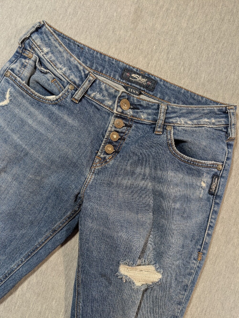 Silver Jeans Kenni Women's 27 X 27 Destroyed Distressed Blue